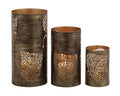 Bronze Metal Hurricane Candle Lantern, 3 Count H762527