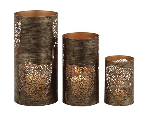 Bronze Metal Hurricane Candle Lantern, 3 Count H762527