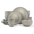 16 Piece White Stoneware Dinnerware Dish Set V21538