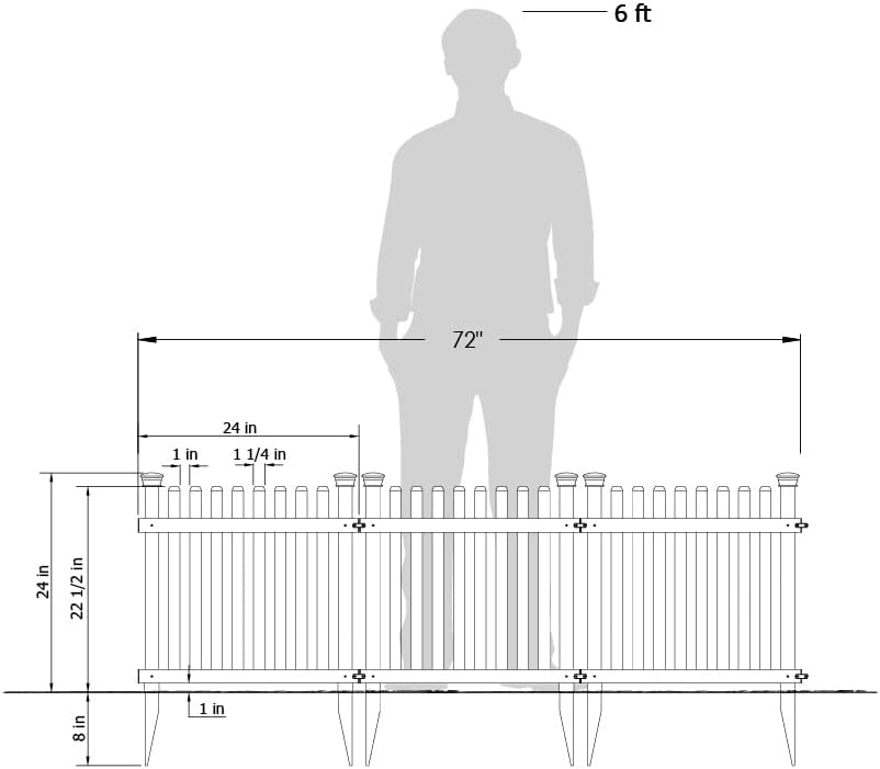 3 Pack Outdoor Garden Fence and Vinyl Gate Kit with Fence Wings A8418