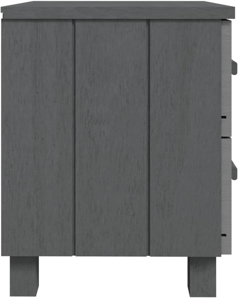 Solid Wood Bedside Cabinets - Dark Gray 2-piece E39214