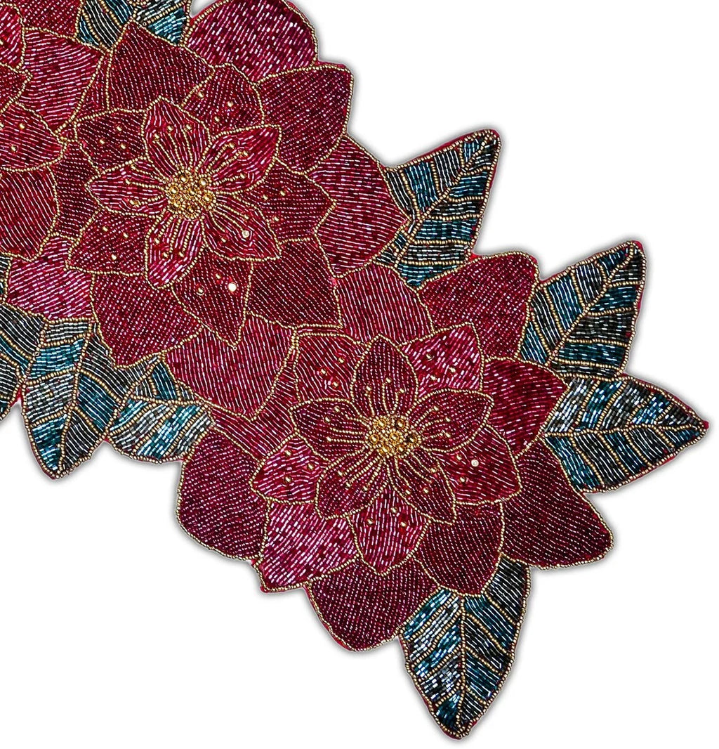 Handmade Beaded Floral Table Runner 13X36 Inch I353867