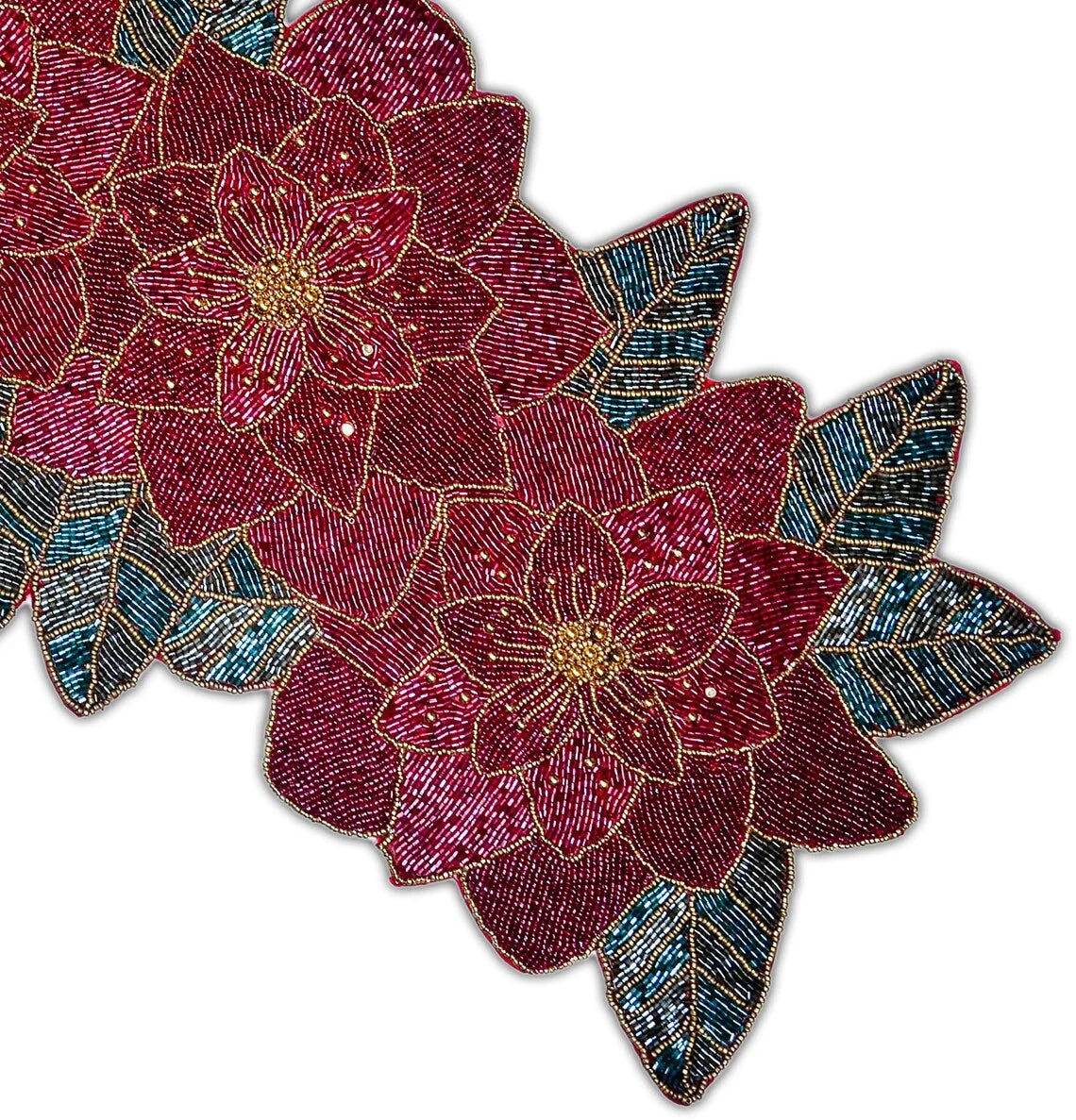 Handmade Beaded Floral Table Runner 13X36 Inch I353867