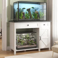 White 40 Gallon Aquarium Stand with Drawer and Cabinet Storage O320