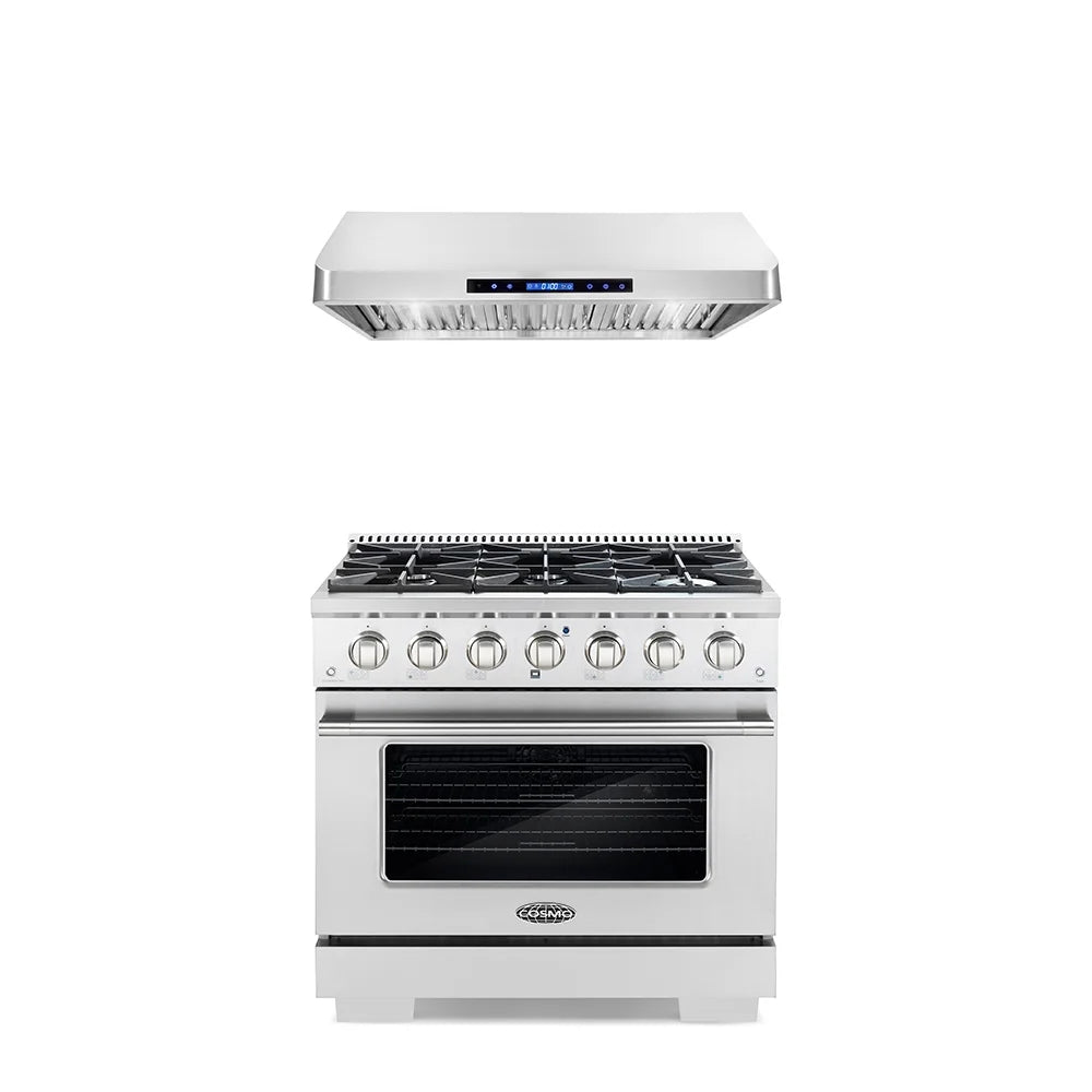 2 Piece Kitchen Appliance Package with 36" Freestanding Gas Range & 36" Under Cabinet Range Hood F658565