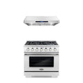 2 Piece Kitchen Appliance Package with 36" Freestanding Gas Range & 36" Under Cabinet Range Hood F658565