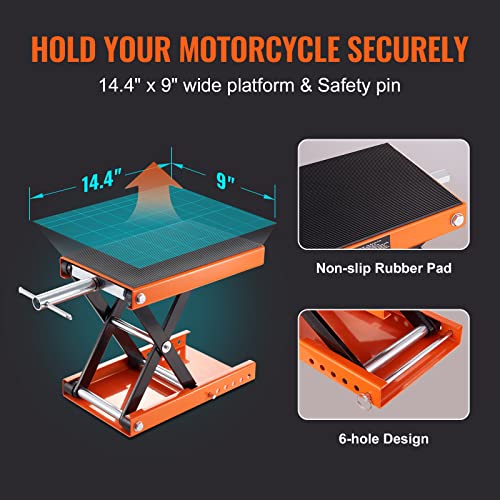 1100 LBS Steel Motorcycle Scissor Lift Jack with Safety Pin Z90337
