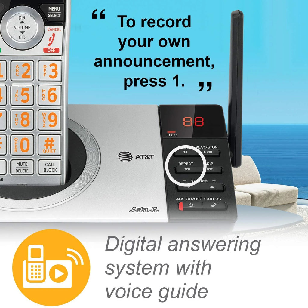 Silver/Black DECT 6.0 Expandable Answering System with 4 Handsets H995