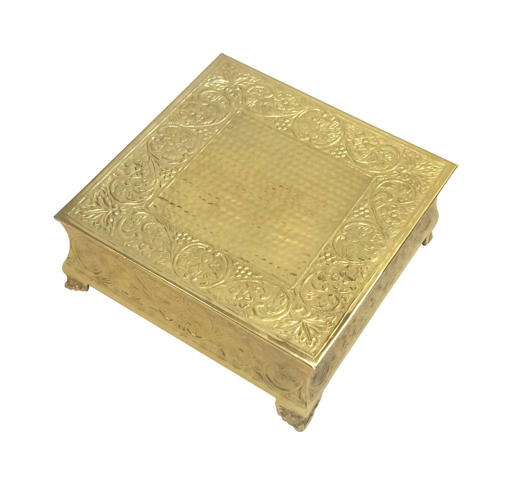 Gold Wedding Cake Stand Square 18x22 Aluminum Metal W659