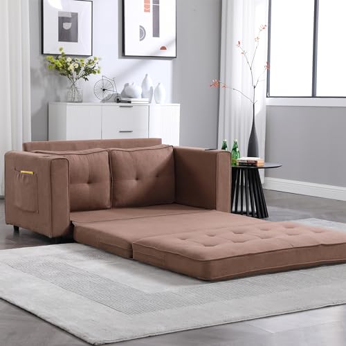 Dark Gray 3-in-1 Convertible Sleeper Sofa Bed with 2 Side Pocket Z911