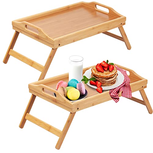 Bamboo Bed Tray Table with Foldable Legs 2 Pack J151