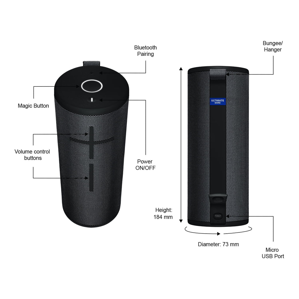 Night Black Portable Waterproof Bluetooth Speaker M3887