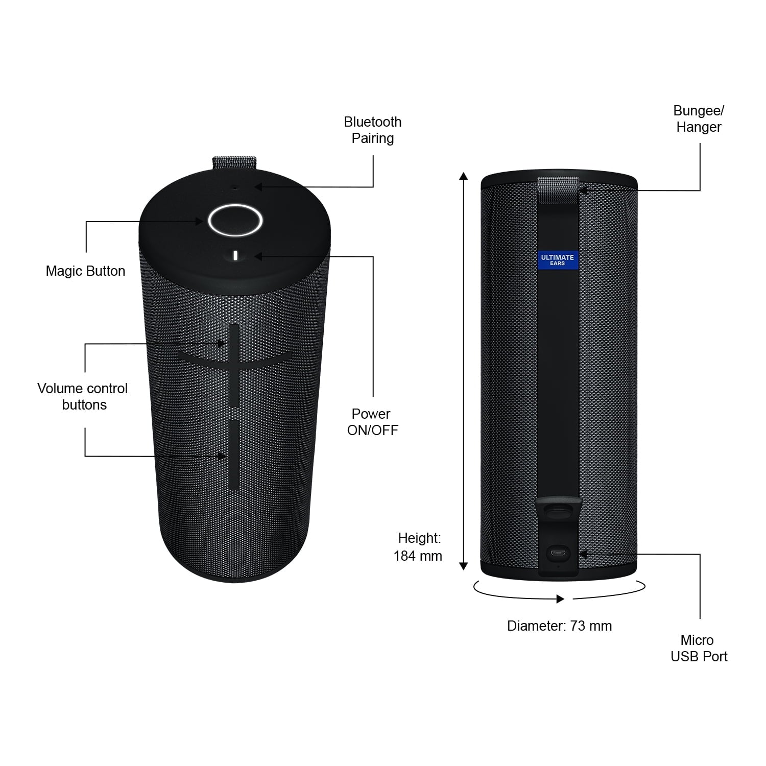 Night Black Portable Waterproof Bluetooth Speaker M3887