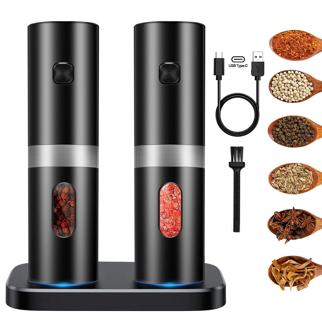 Set of 2 Rechargeable Electric Salt and Pepper Grinder with Adjustable Coarseness I775594