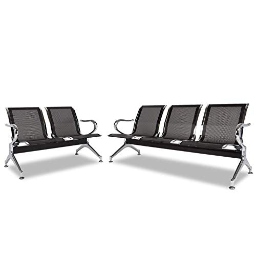 Black PU 3-Seat Waiting Room Bench Set of 2 V717