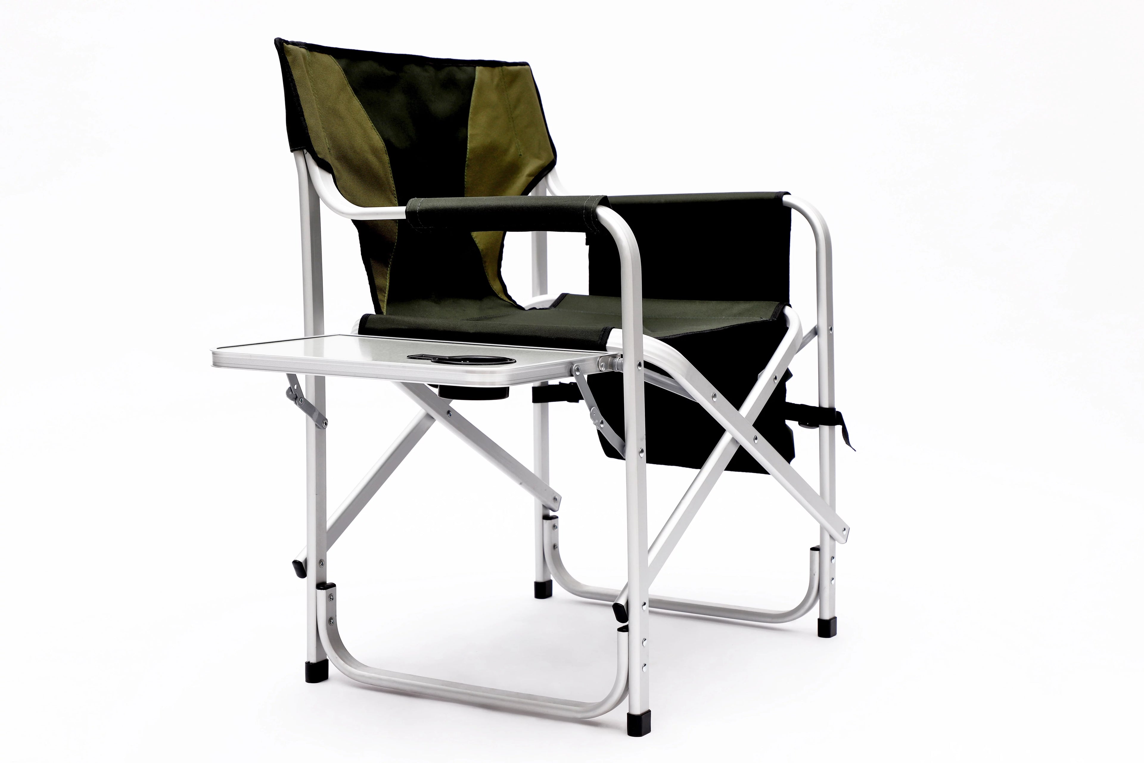 Padded Folding Outdoor Chair with Side Table and Storage Pockets, Lightweight Oversized Directors Chair, Green N934745