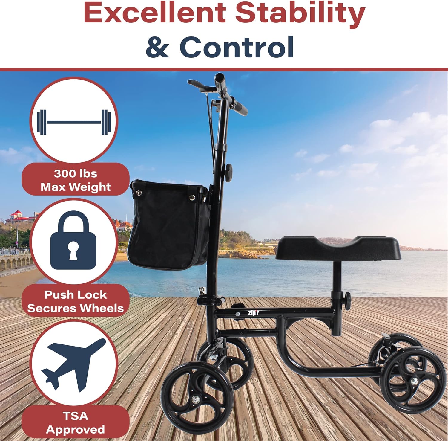 Portable Knee Scooter with Removable Storage Bag V1343
