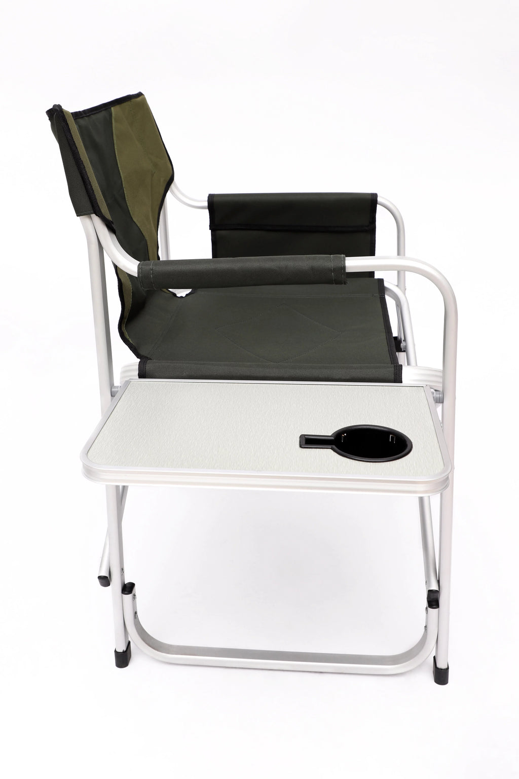 Padded Folding Outdoor Chair with Side Table and Storage Pockets, Lightweight Oversized Directors Chair, Green N934745