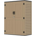 Brown Resin Vertical Outdoor Storage Shed, 59 Cubic Feet J83445