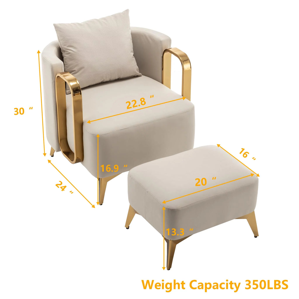 Velvet Accent Chair with Ottoman S36226