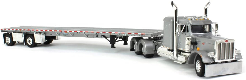 1/64 Silver Peterbilt 359 36" Flattop Sleeper with 53' Wilson Roadbrute Flatbed Trailer T67963