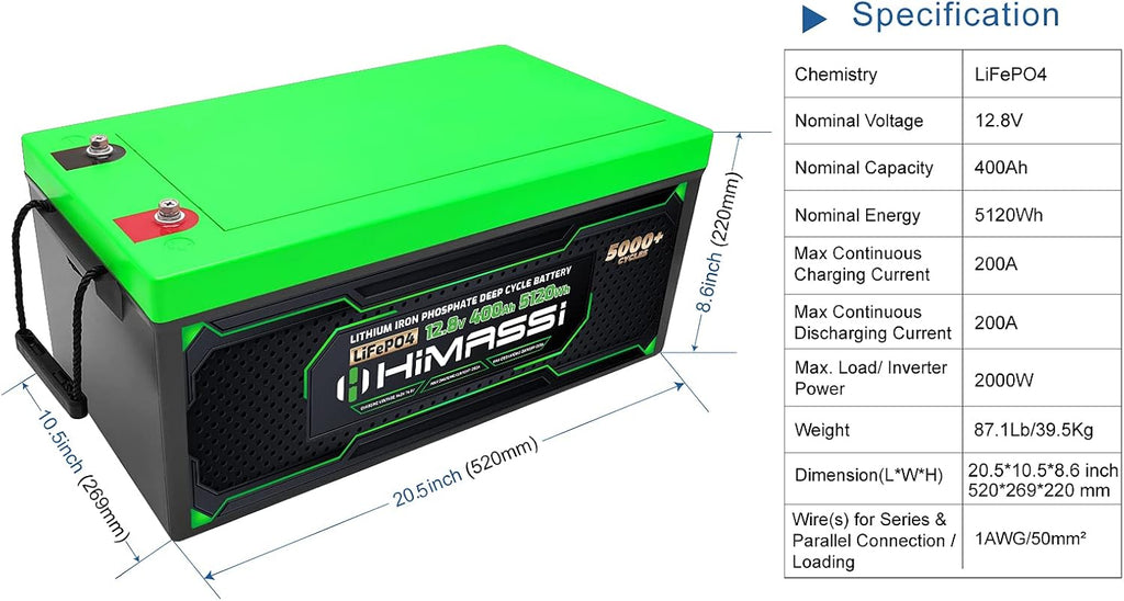 12V 400Ah Lithium Battery with 250A BMS B449001