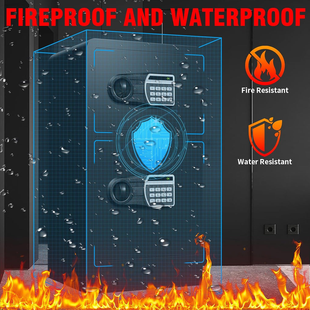 6.1 CU FT Fireproof Waterproof Home Safe Box with Digital Keypad and Key Lock Y4833