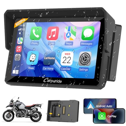 Wireless CarPlay Android Auto Motorcycle Screen, 6.3" Waterproof Touchscreen P5037