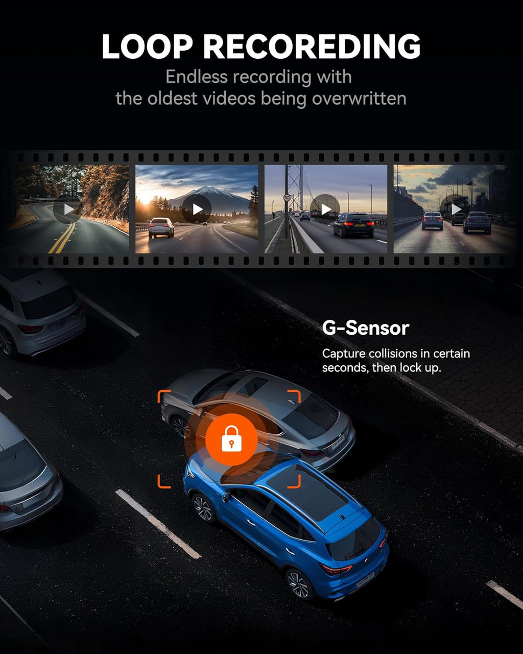 12" 4K Mirror Dash Cam Backup Camera with Front and Rear View Dual Cameras O841338