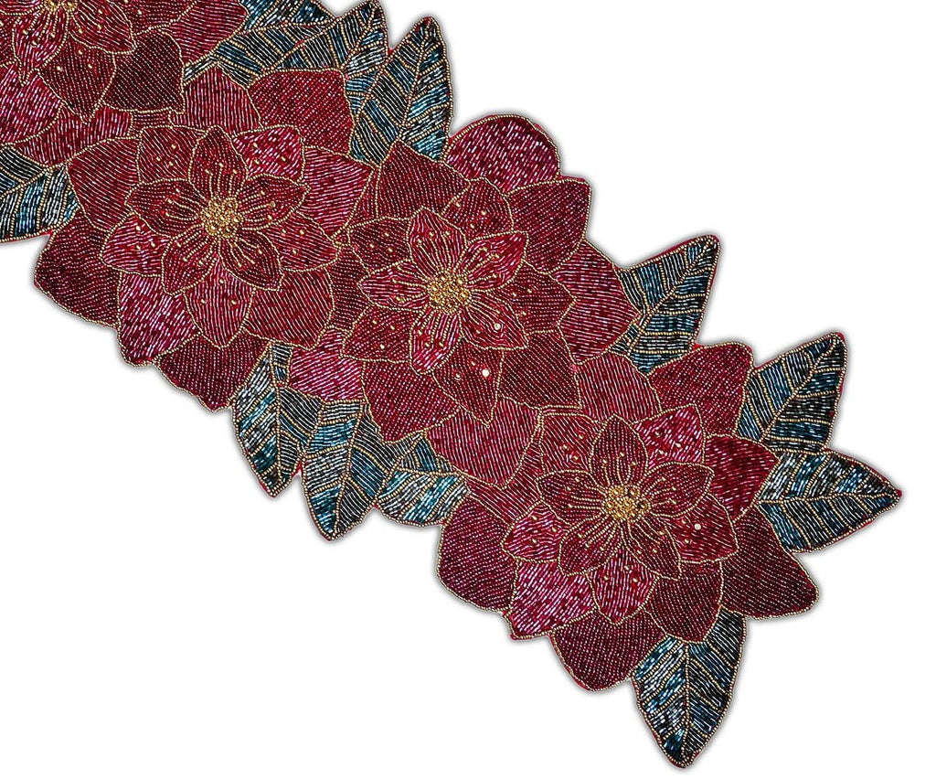 Handmade Beaded Floral Table Runner 13X36 Inch I353867