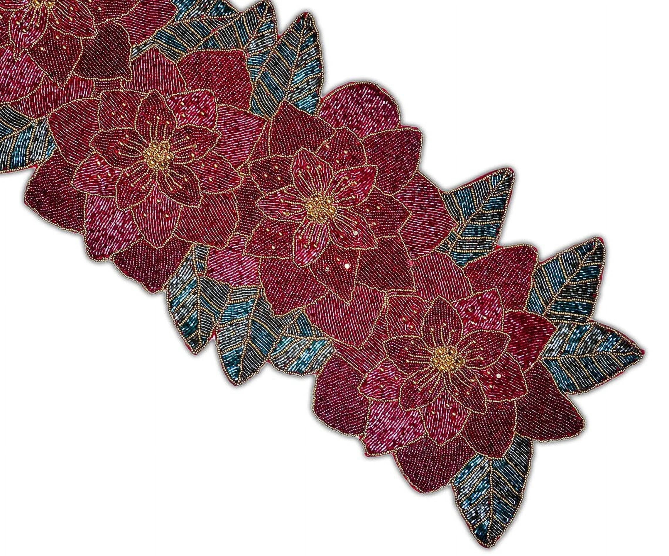 Handmade Beaded Floral Table Runner 13X36 Inch I353867