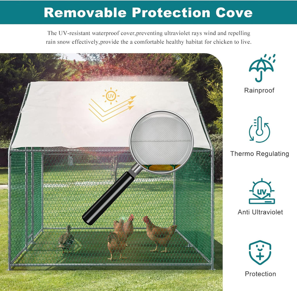 Metal Chicken Coop Galvanized Steel Walk-in Poultry Cage E645