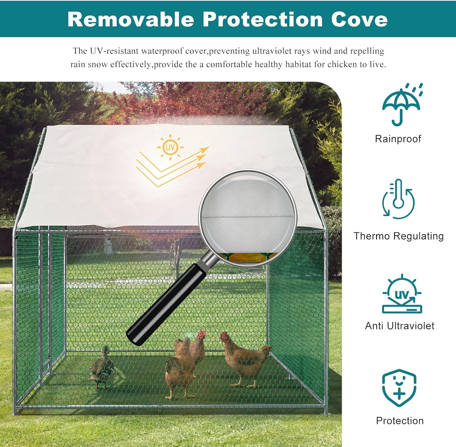 Metal Chicken Coop Galvanized Steel Walk-in Poultry Cage E645