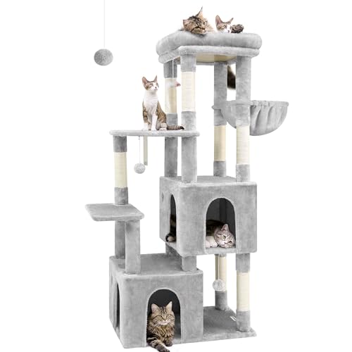 Light Grey Heavy Duty Cat Tree with Scratching Post F50867