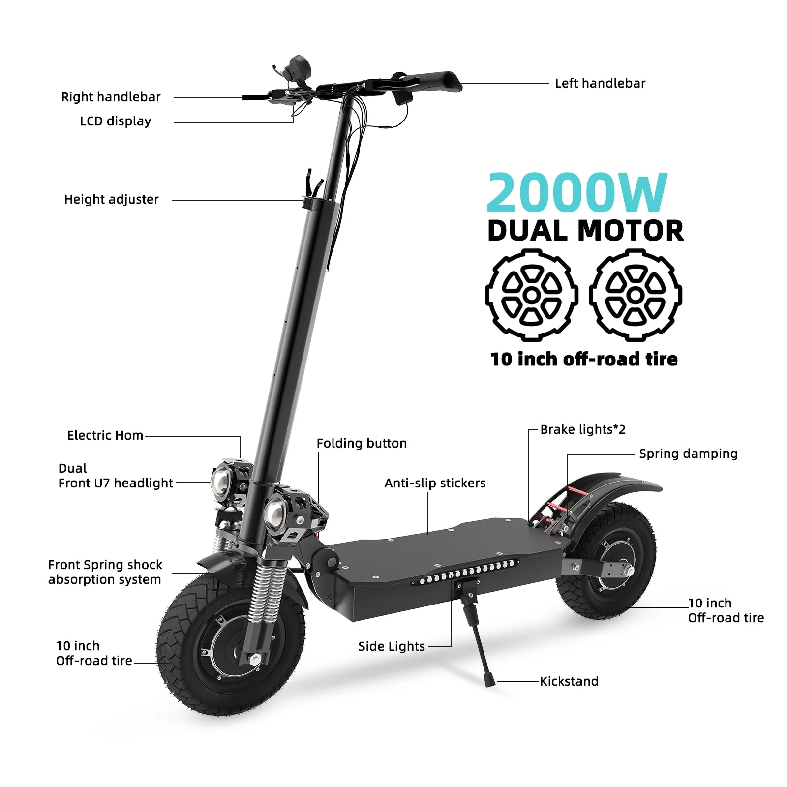 2600W 45 MPH 40 Miles Disc Brake Electric Scooter G806554