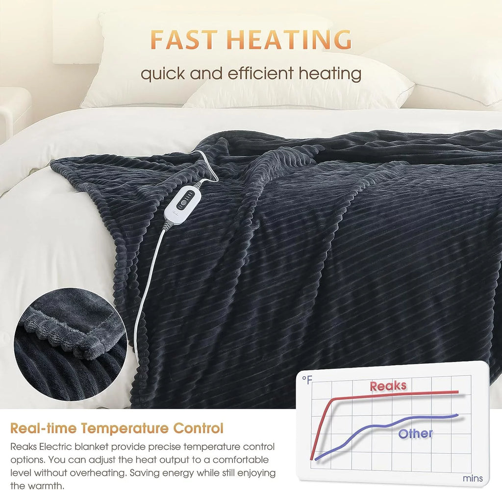 Dark Grey 50" x 60" Flannel Heated Electric Blanket V885595