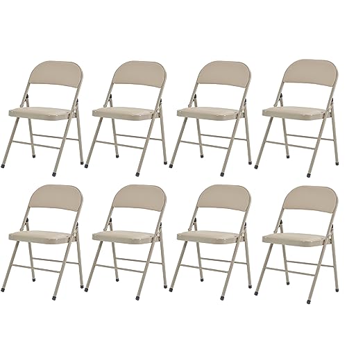 4 Pack White Folding Chairs with Padded Seats and Steel Frame V458656