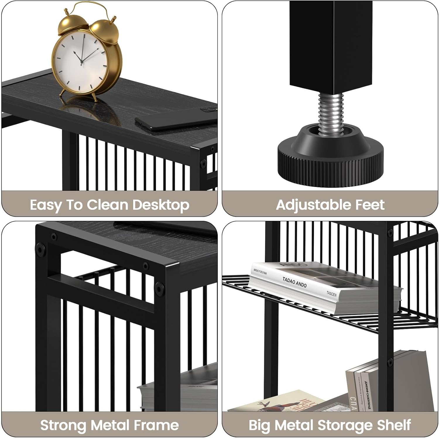Small End Table Set of 2 & 4-Tier Narrow Kitchen Storage Carts I940
