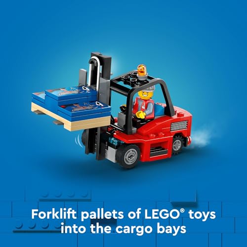 Yellow Delivery Truck Toy with Semitruck Model, Forklift and 4 Minifigures U1391