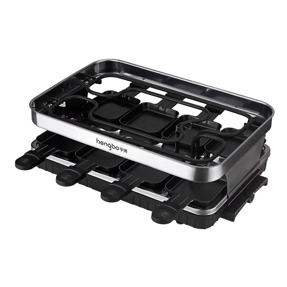 2 in 1 Electric Raclette Grill Plate with 8 Mini Pans H95397