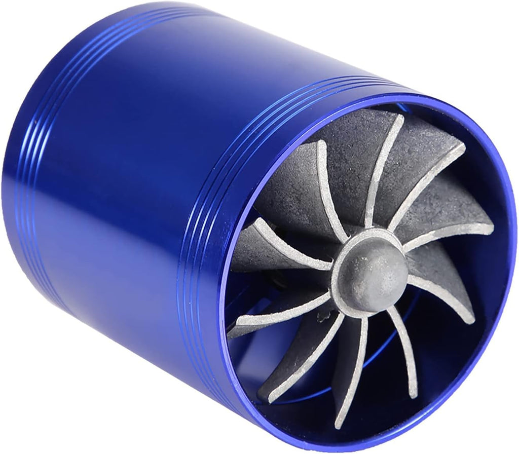 Twin Fan Turbine Car Air Intake Turbocharger Super Gas Fuel Saver Turbo (Blue) G7421
