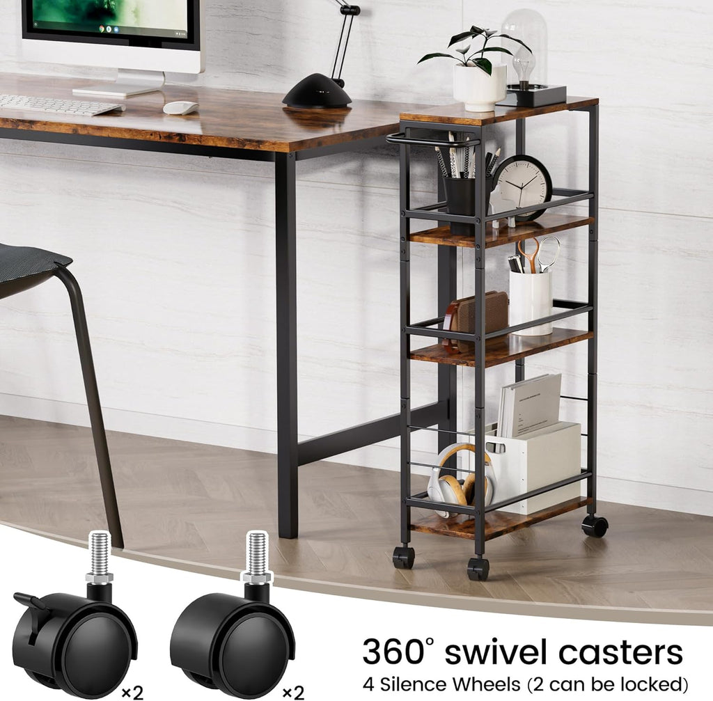Small End Table Set of 2 & 4-Tier Narrow Kitchen Storage Carts I940