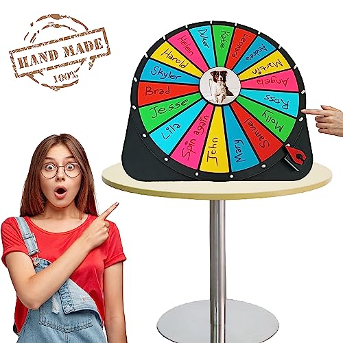 24 Inch Spinning Prize Wheel - 18 Slots Tabletop Roulette Spinner - Dry Erase Marker (Red) N183526
