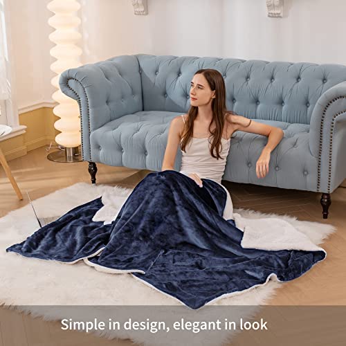 Dark Grey Queen Size Sherpa Flannel Reversible Throw Blanket 90x90 Inches X9524