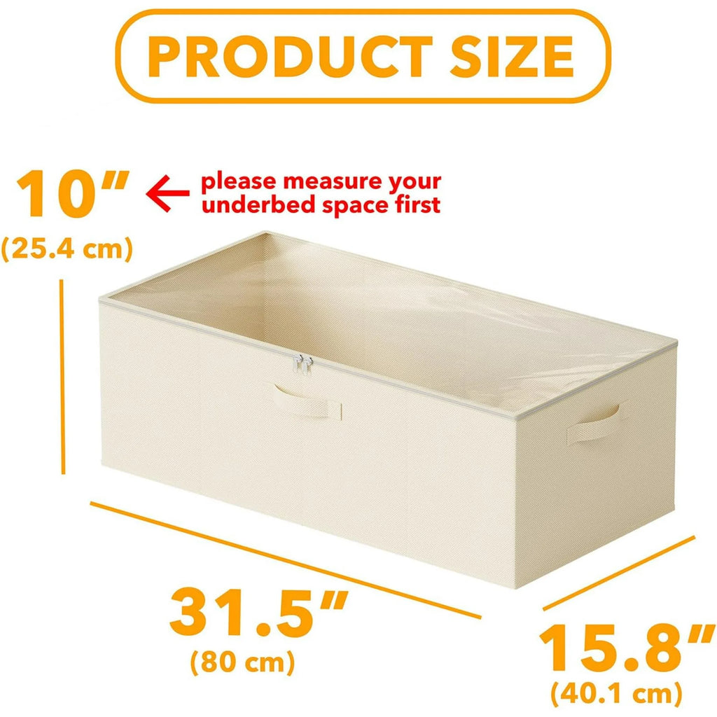 2 Pack 10 High Under Bed Storage Containers with Lids (Beige) I506