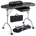 Black Portable Nail Table with Drawer and Casters G4199
