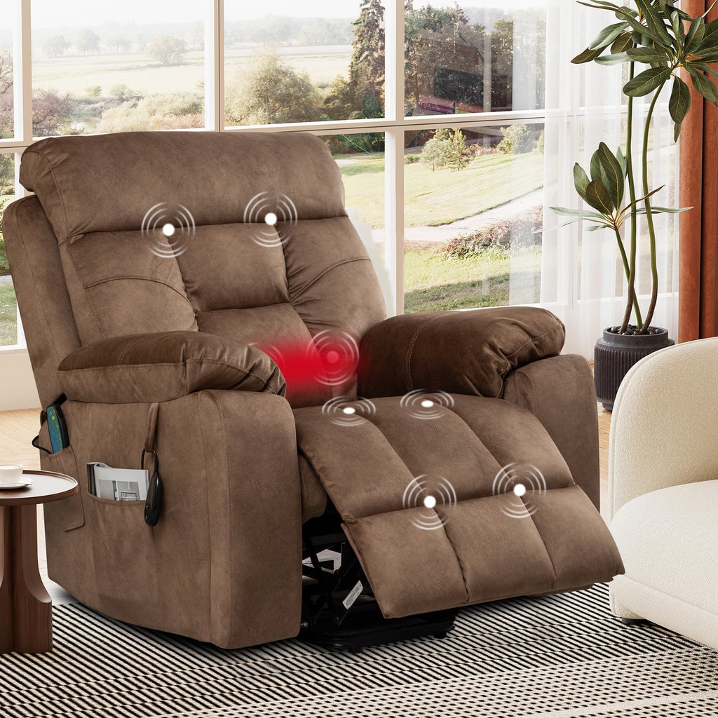 Dark Brown Oversized Electric Lift Recliner Chair with Heat and Massage Z392
