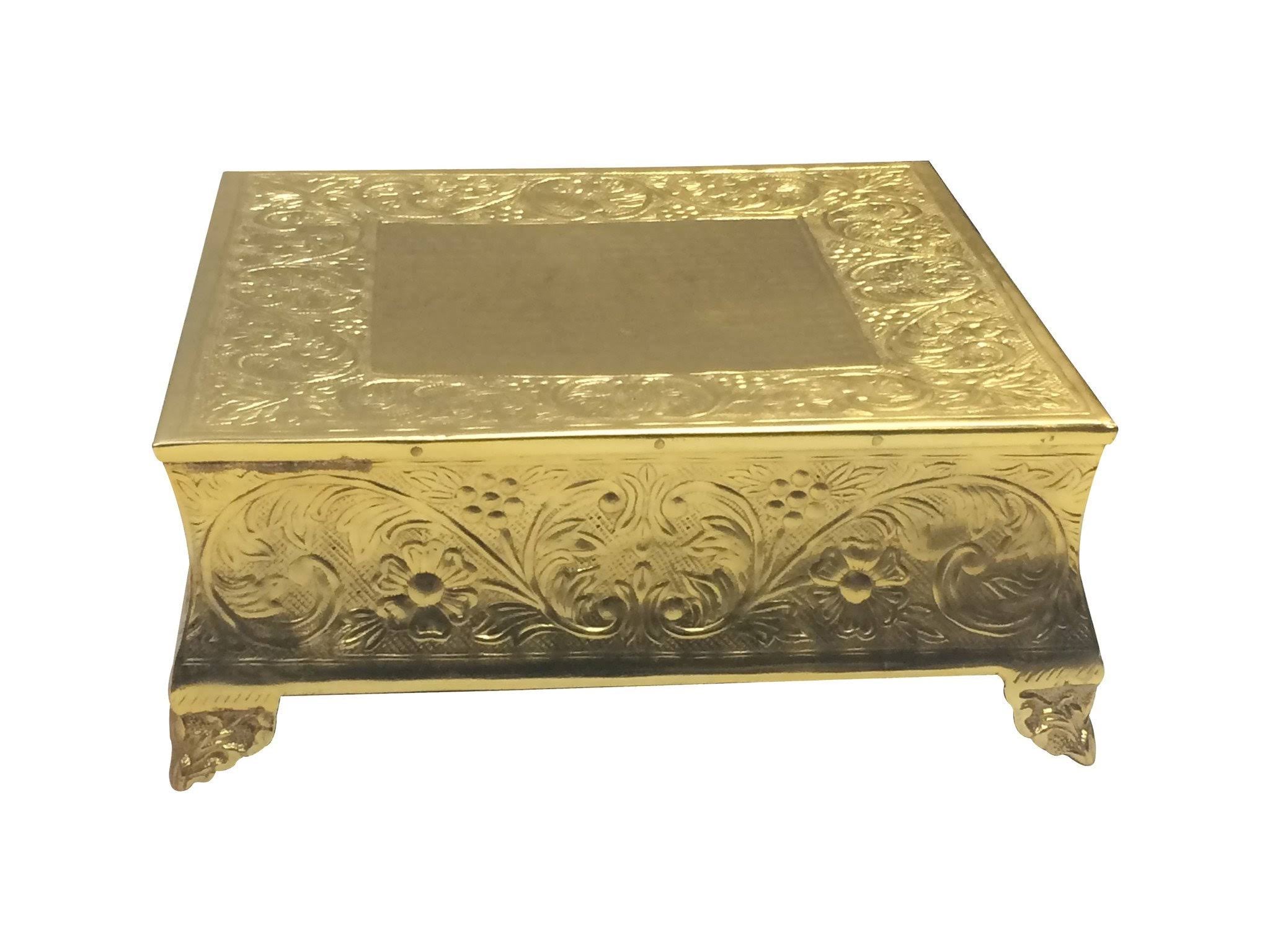 Gold Wedding Cake Stand Square 18x22 Aluminum Metal W659