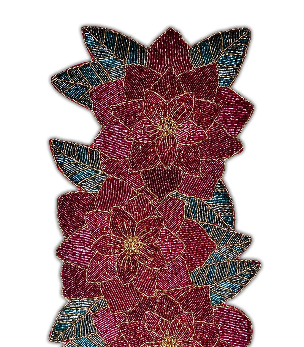 Handmade Beaded Floral Table Runner 13X36 Inch I353867