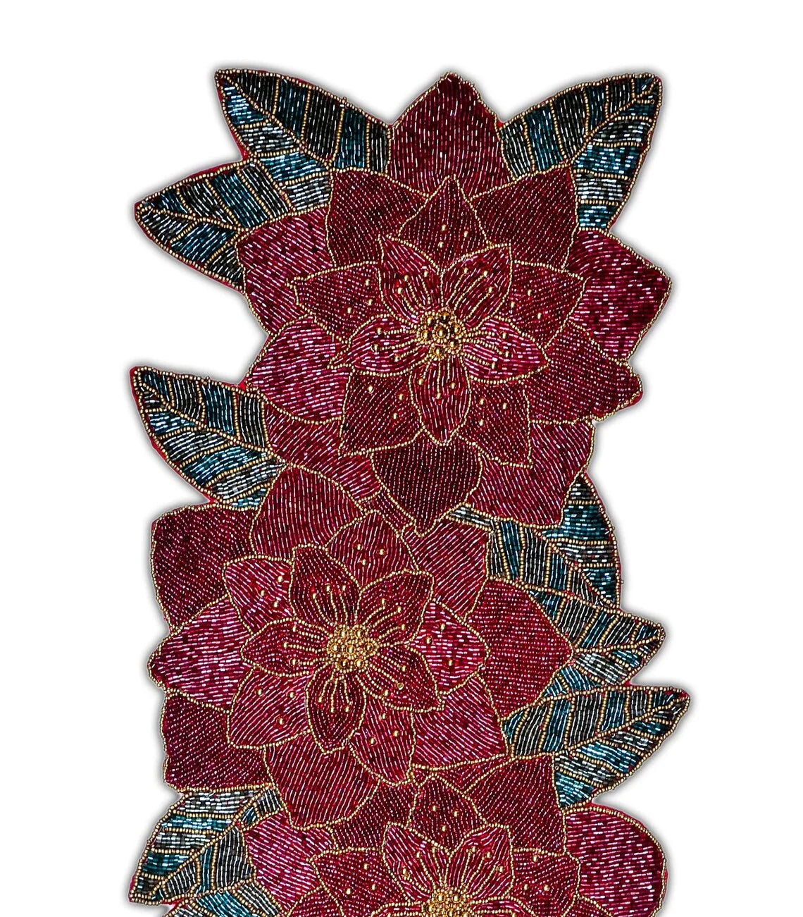 Handmade Beaded Floral Table Runner 13X36 Inch I353867